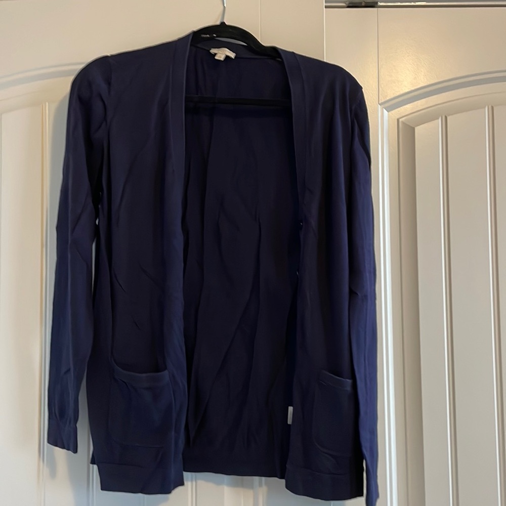 Navy blue button up cardigan by Talbots